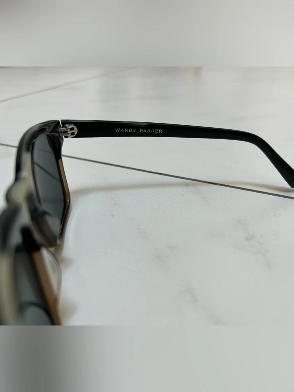 Warby Parker Black and Brown Square Sunglasses with Black Lenses